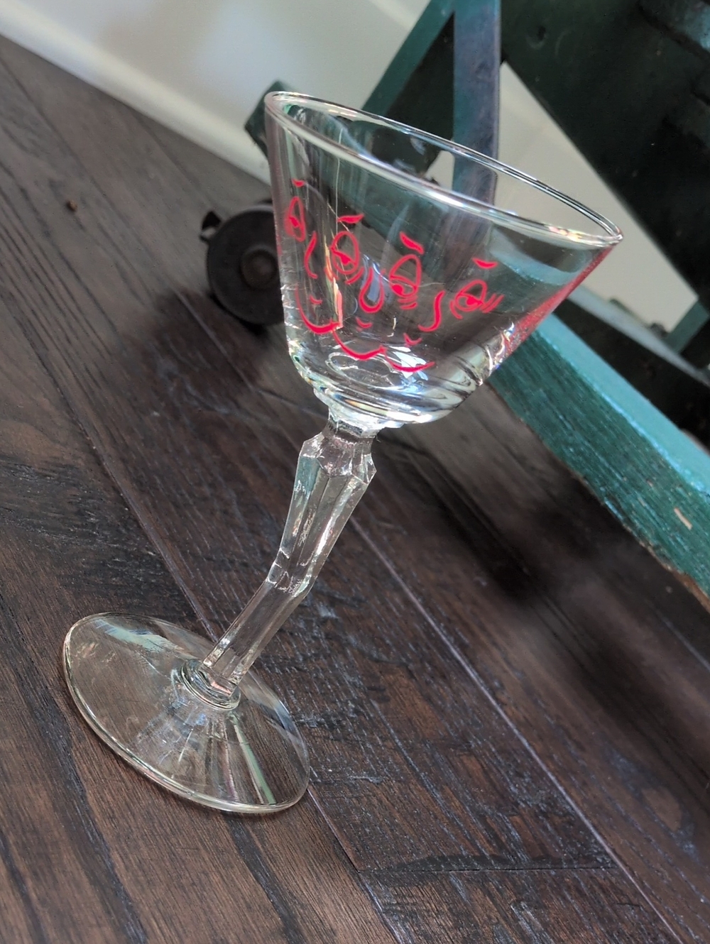 Vintage Kitschy and Fun Crooked Stem Tipsy Face Martini Manhattan Glass - Picture 2 of 10